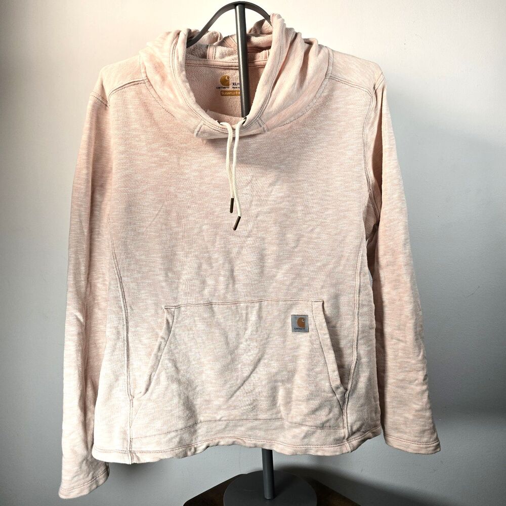 Carhartt Women's Hoodie XL 16-18 Pink Pullover Slightly Fitted Kangaroo Pocket